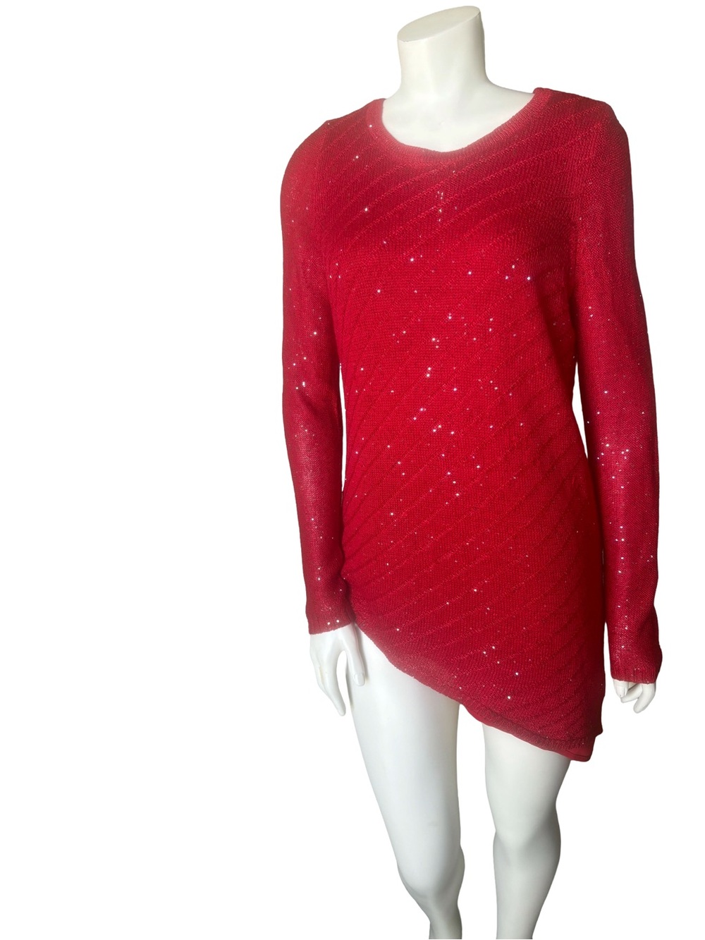 Apt. 9 Red Long-Sleeve Sequin Knit Dress